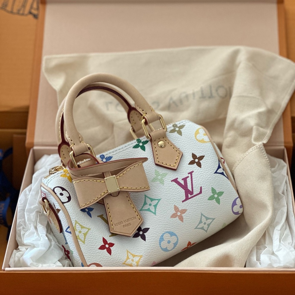 💕 sold 💕Louis Vuitton White Nano speedy crossbody  Multicolor Monogram murakami